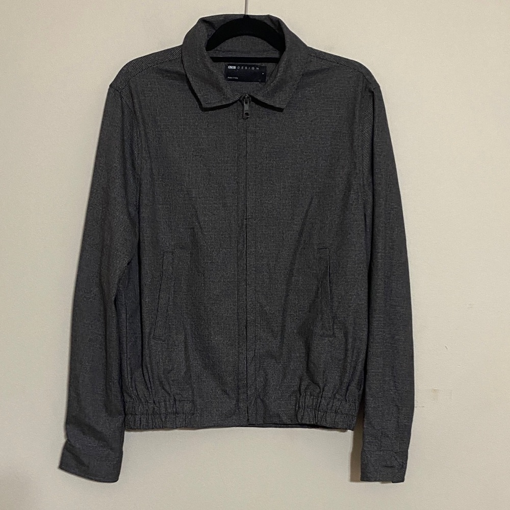 ASOS Men's  brown plaid  Jacket bomber mens S full zip casual grandpa retro Y2K